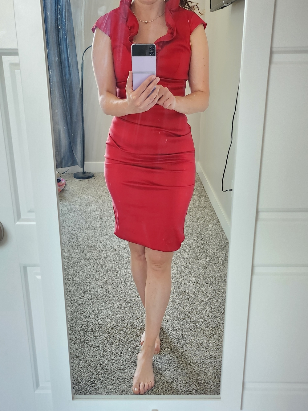 Xscape  Women's Size 8 Satin Red Twist-Front Cocktail Dress